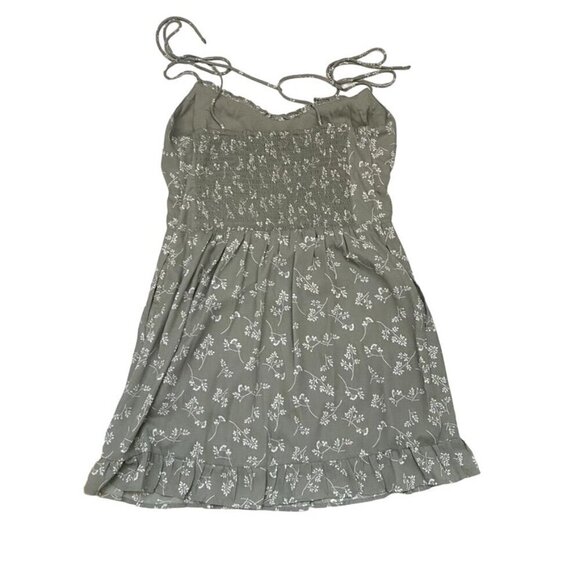 Abercrombie & Fitch Sage Green Floral Shoulder Tie Mini Dress Pockets Size Med - Picture 8 of 8